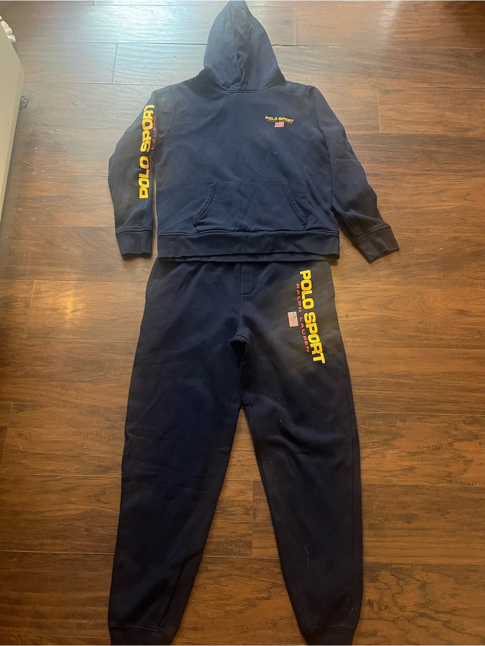 Polo by Ralph Lauren Navy Sweatshirt & Joggers with Yellow Polo Sport Logos